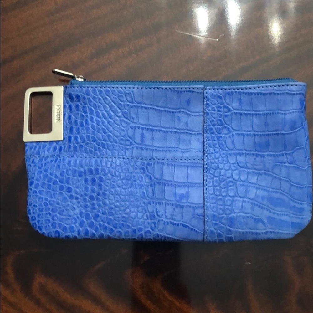PRÜNE Blue Croc Embossed Clutch